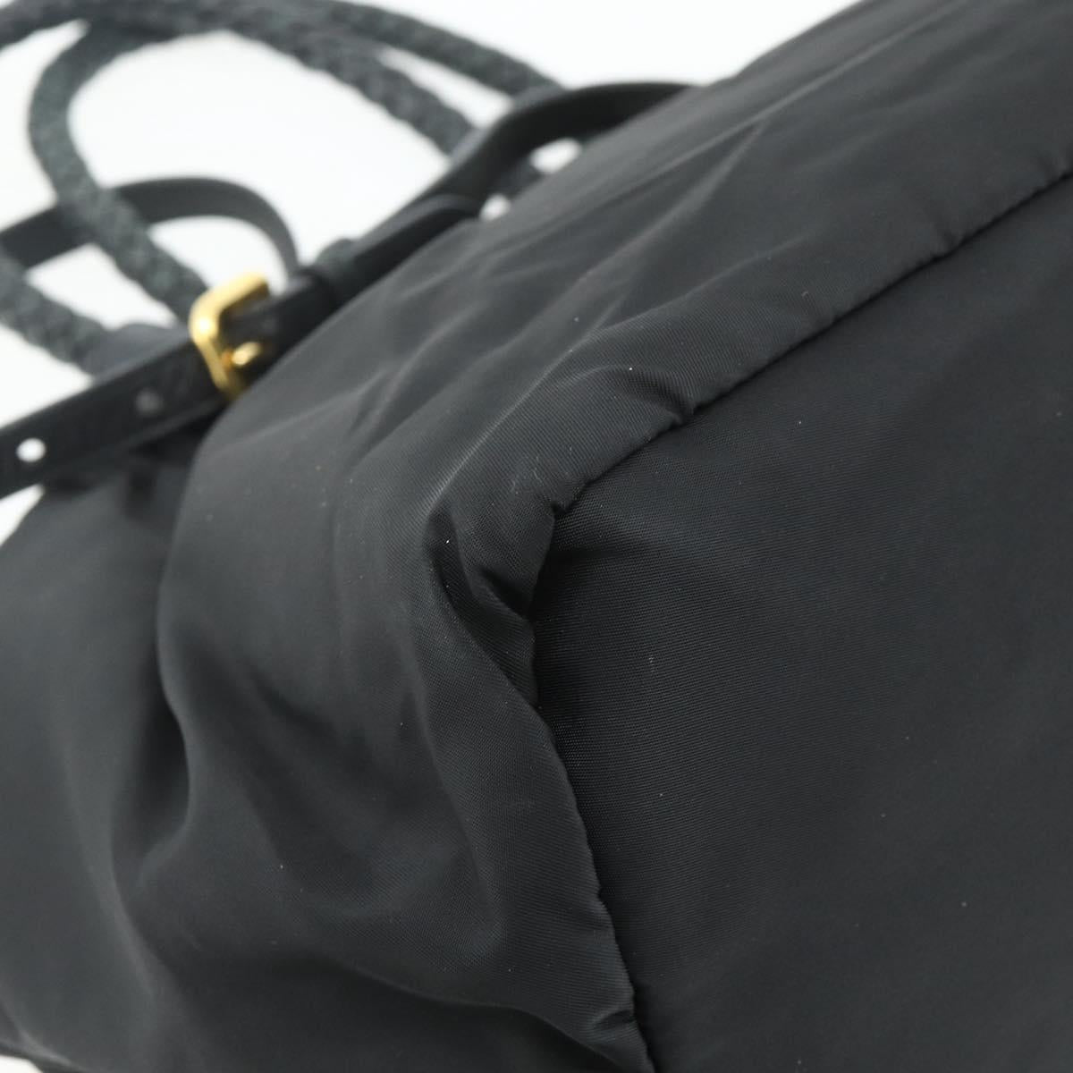 PRADA Hand Bag Nylon 2way Black Gold Auth ka4261