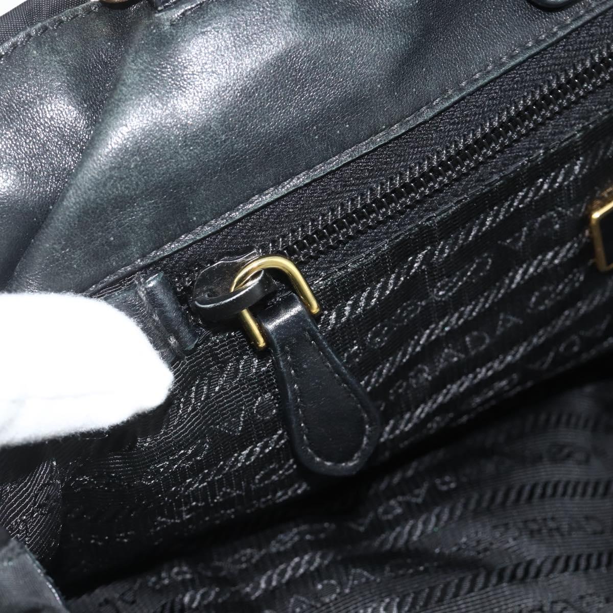 PRADA Hand Bag Nylon 2way Black Gold Auth ka4261