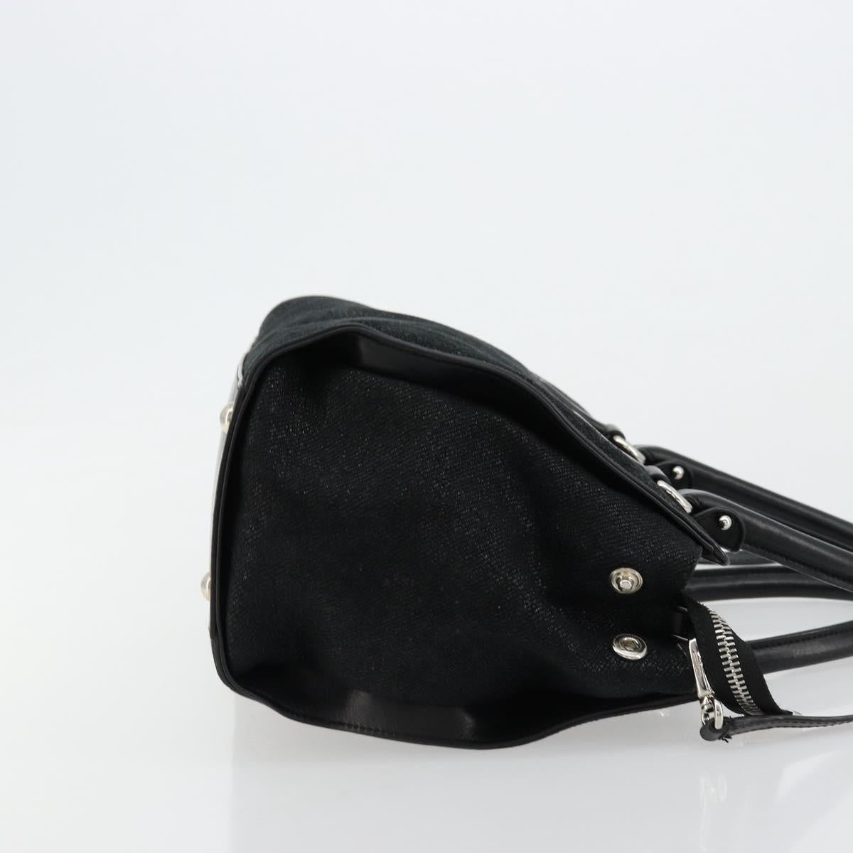 Salvatore Ferragamo Gancini Bag Canvas Leather 2way Black Silver Auth ka4262A