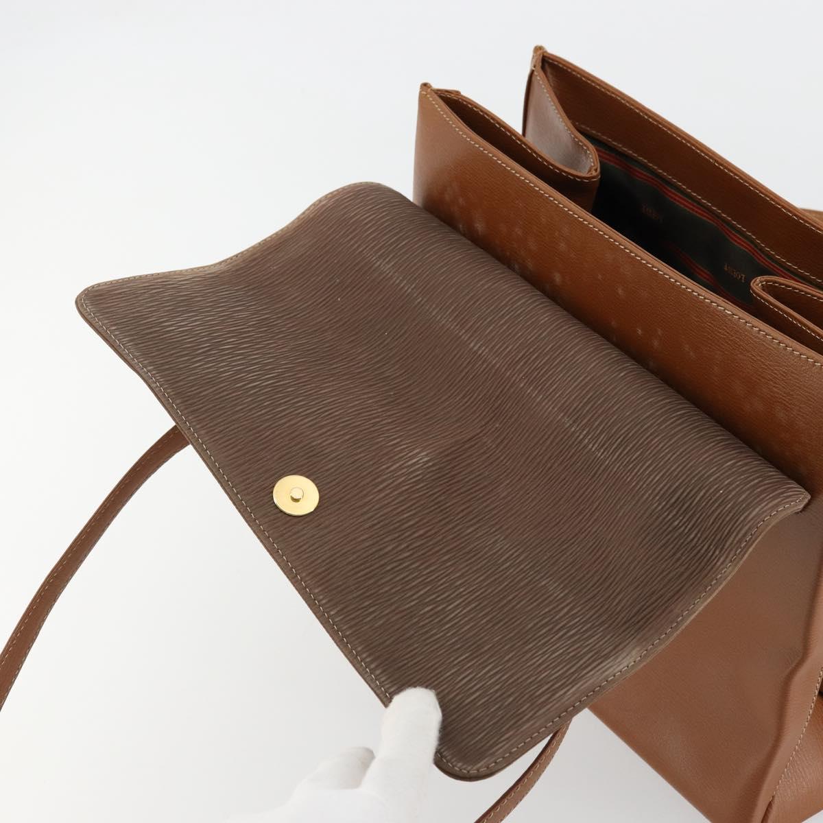 LOEWE Velazquez Shoulder Bag Leather Brown Gold Auth ka4263