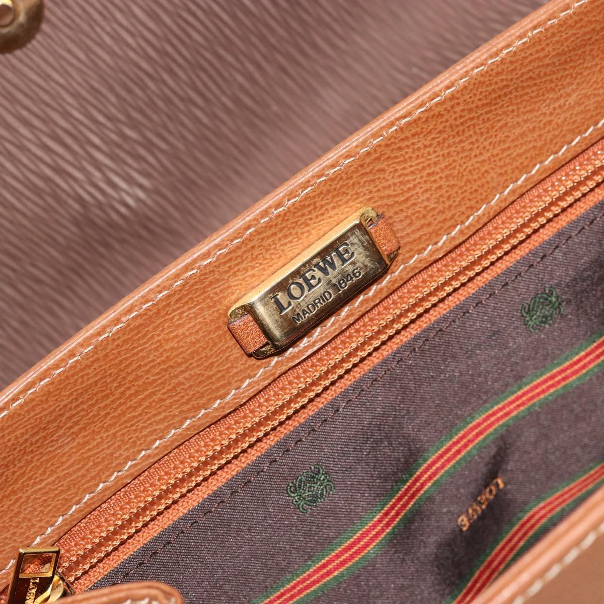 LOEWE Velazquez Shoulder Bag Leather Brown Gold Auth ka4263