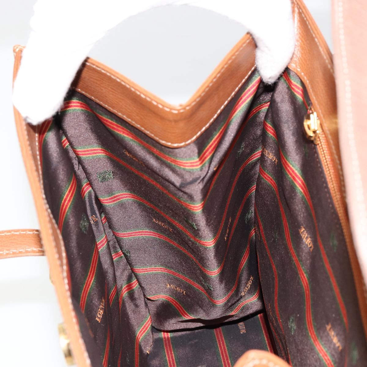 LOEWE Velazquez Shoulder Bag Leather Brown Gold Auth ka4263