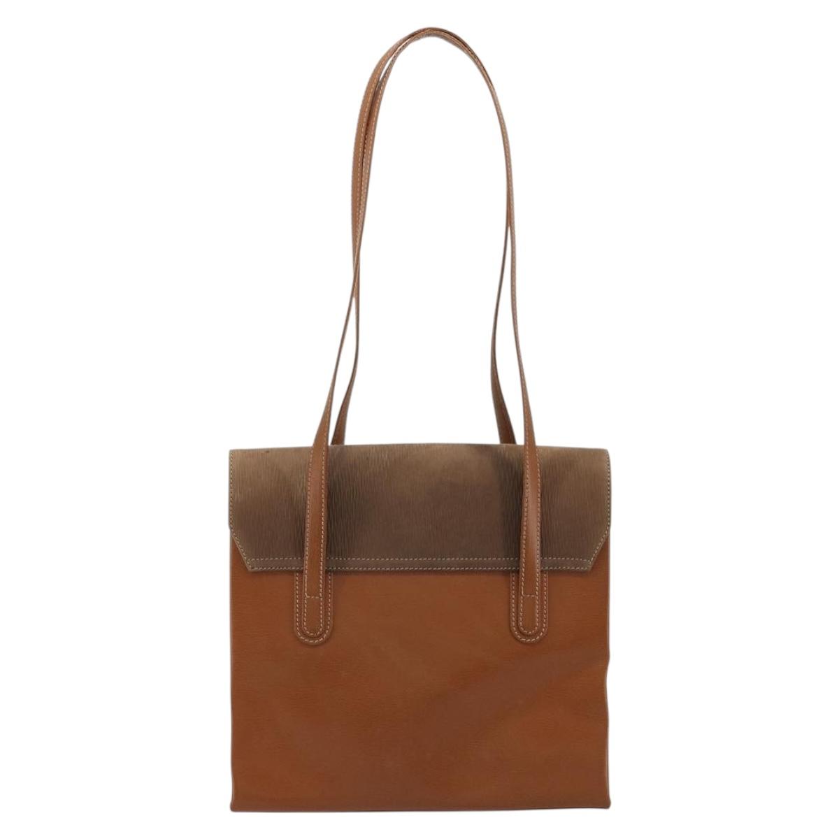 LOEWE Velazquez Shoulder Bag Leather Brown Gold Auth ka4263