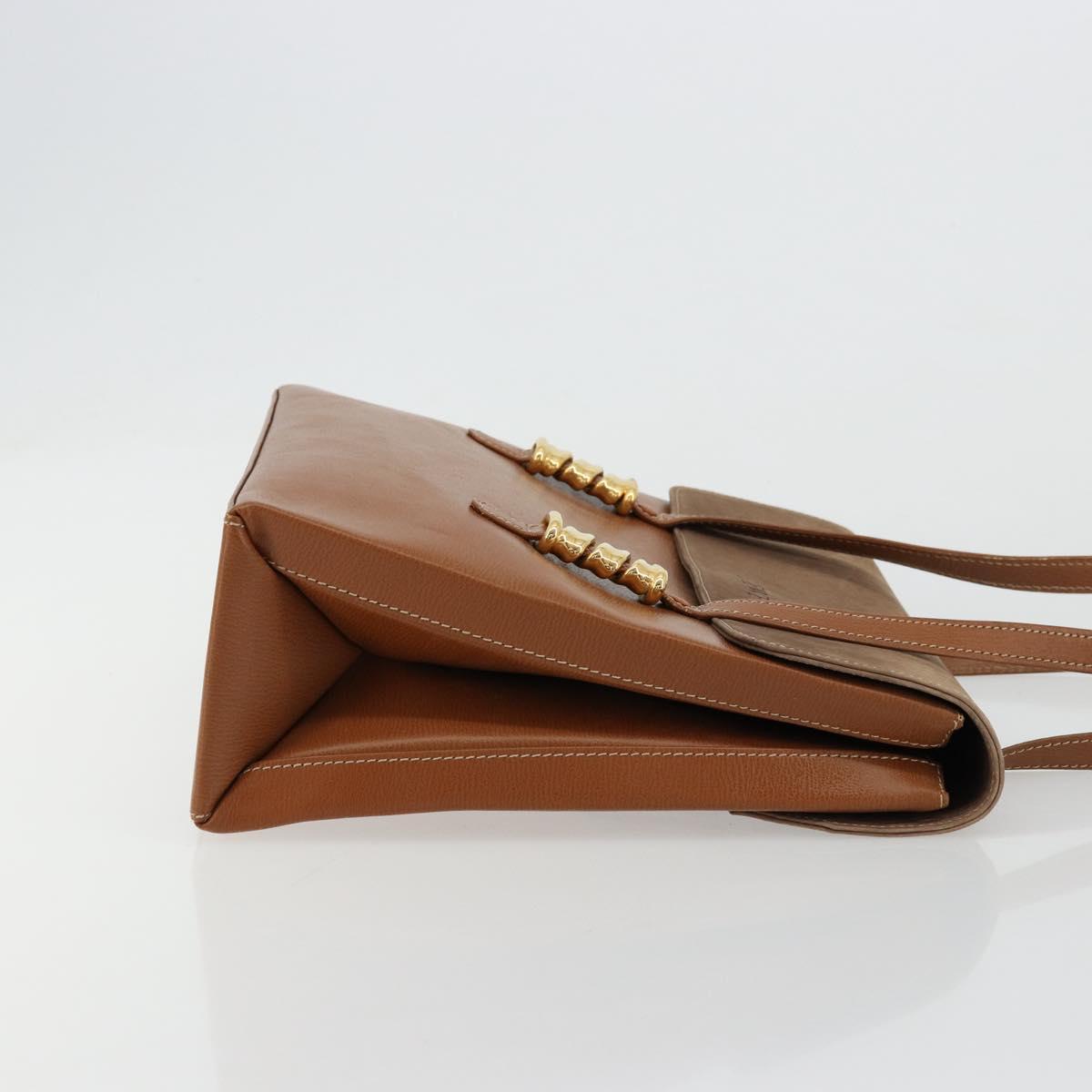 LOEWE Velazquez Shoulder Bag Leather Brown Gold Auth ka4263