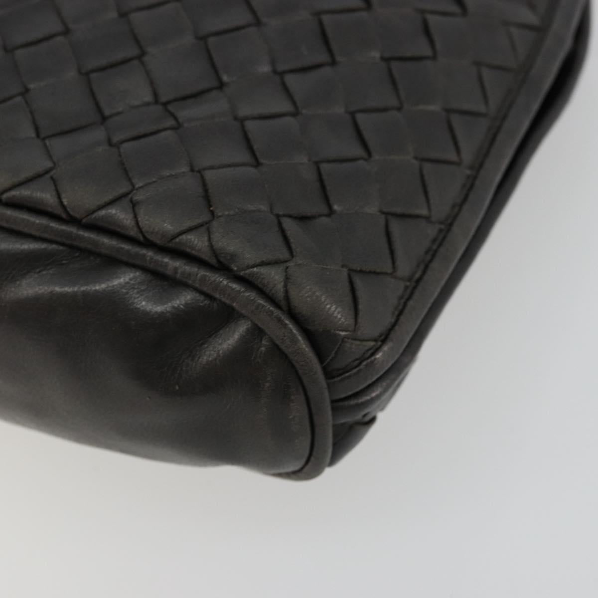 BOTTEGA VENETA INTRECCIATO Shoulder Bag Leather Black Auth ka4265A