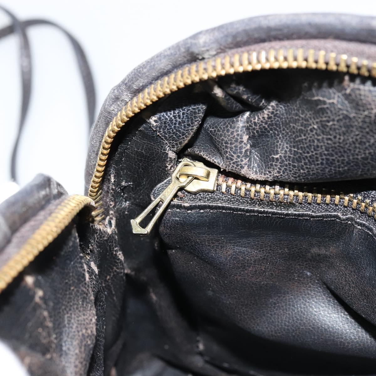 BOTTEGA VENETA INTRECCIATO Shoulder Bag Leather Black Auth ka4265A