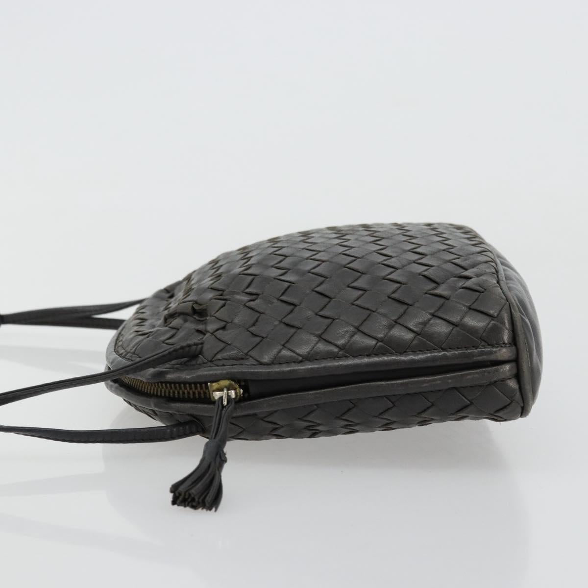 BOTTEGA VENETA INTRECCIATO Shoulder Bag Leather Black Auth ka4265A