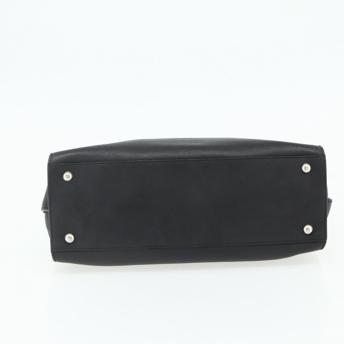 Salvatore Ferragamo Gancini Shoulder Bag Leather Black Silver Auth ka4272A