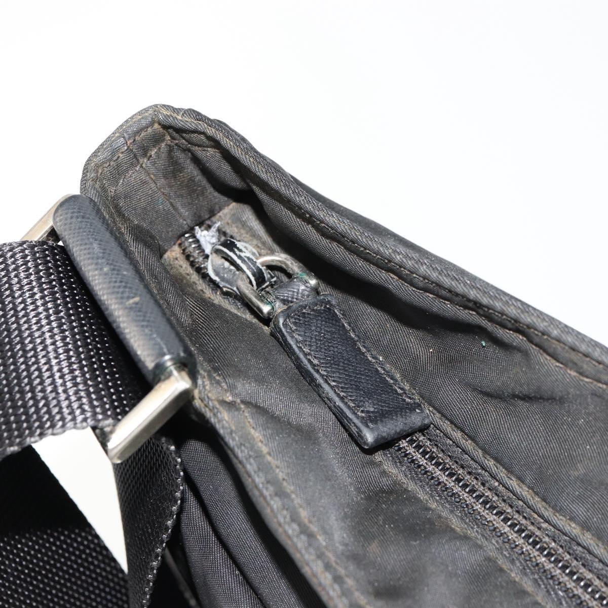 PRADA Shoulder Bag Nylon Black Silver Auth ka4274