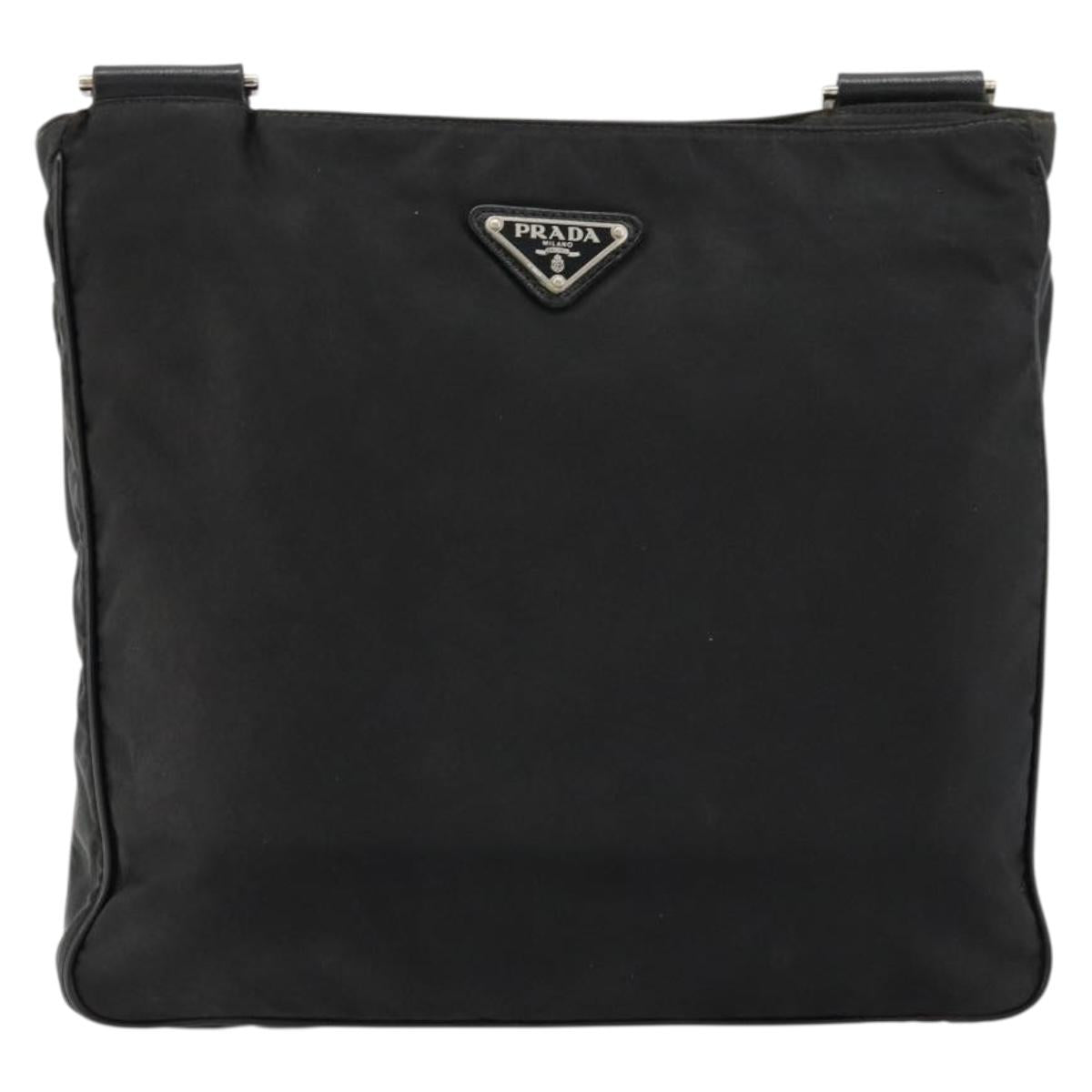 PRADA Shoulder Bag Nylon Black Silver Auth ka4274