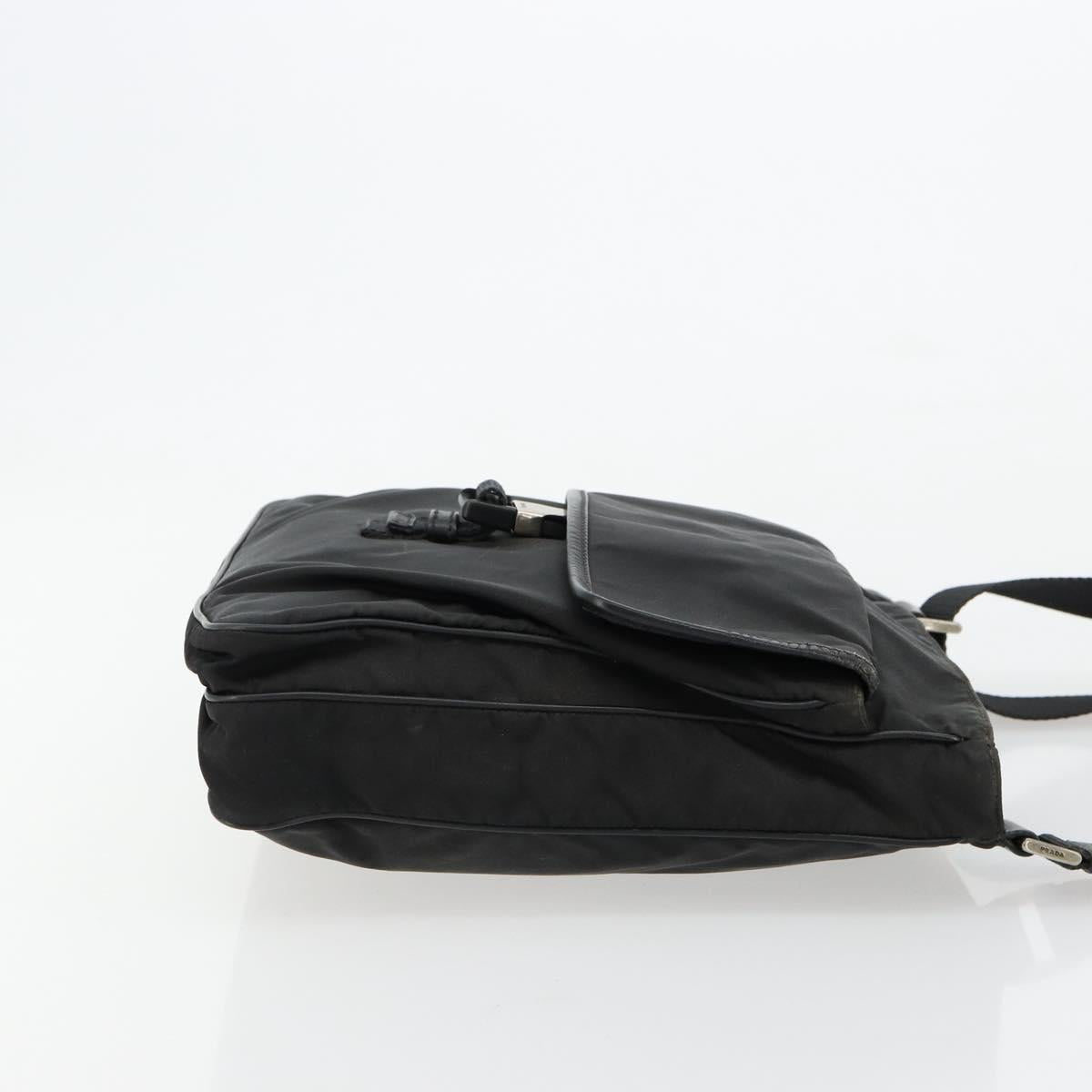 PRADA Shoulder Bag Nylon Black Silver Auth ka4274