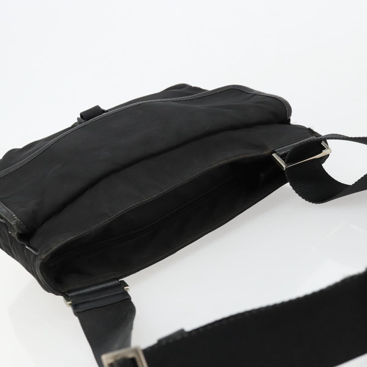 PRADA Shoulder Bag Nylon Black Silver Auth ka4274