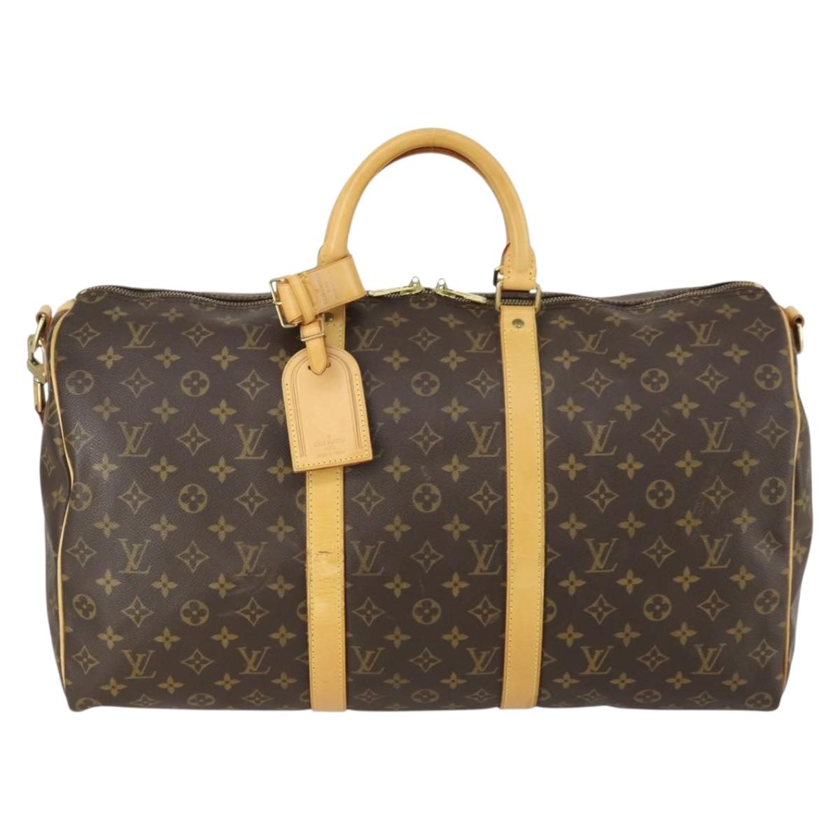 LOUIS VUITTON Monogram Keepall Bandouliere 50 Boston Bag M41416 LV Auth ka428