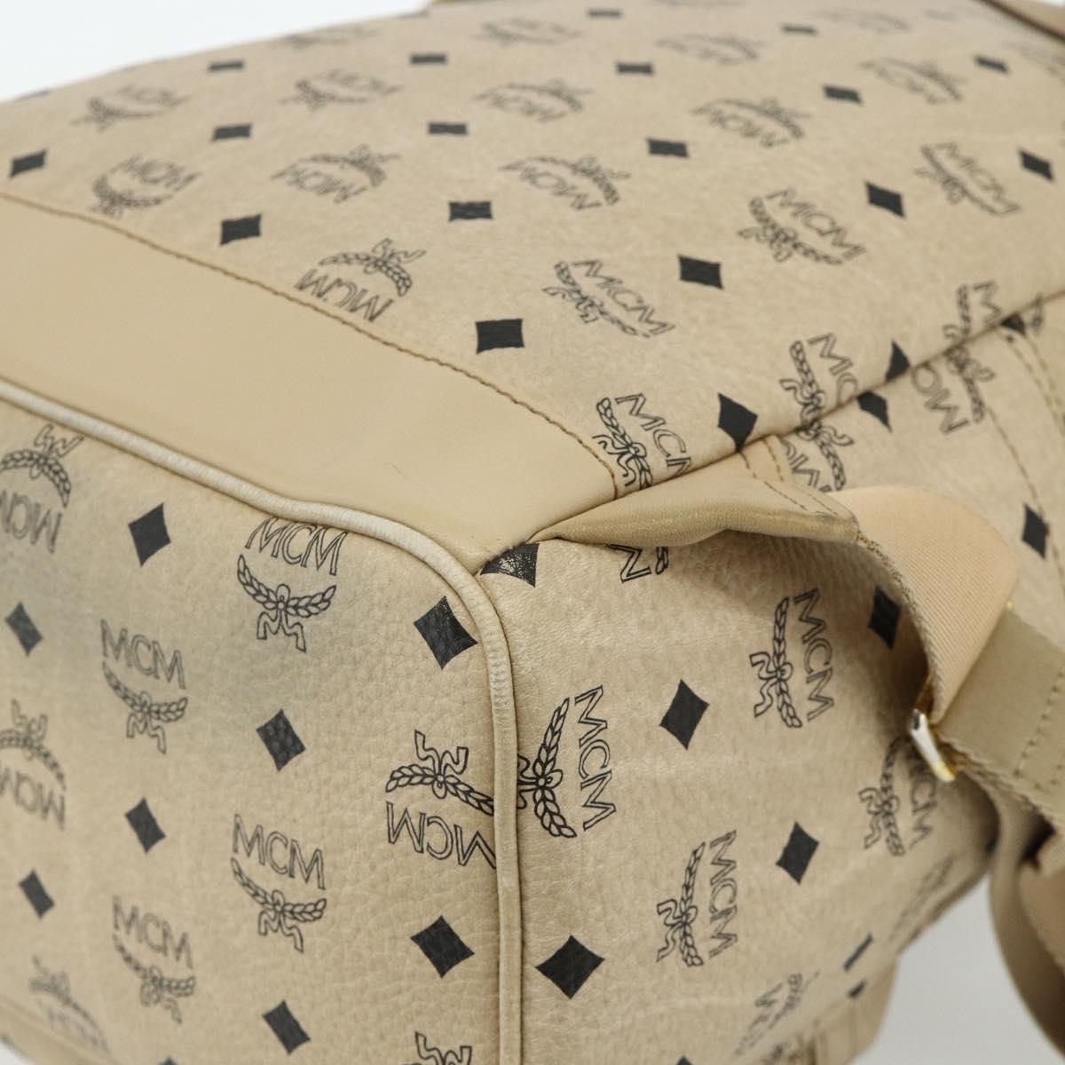 MCM Vicetos Logogram Backpack PVC Beige Gold Auth ka4282