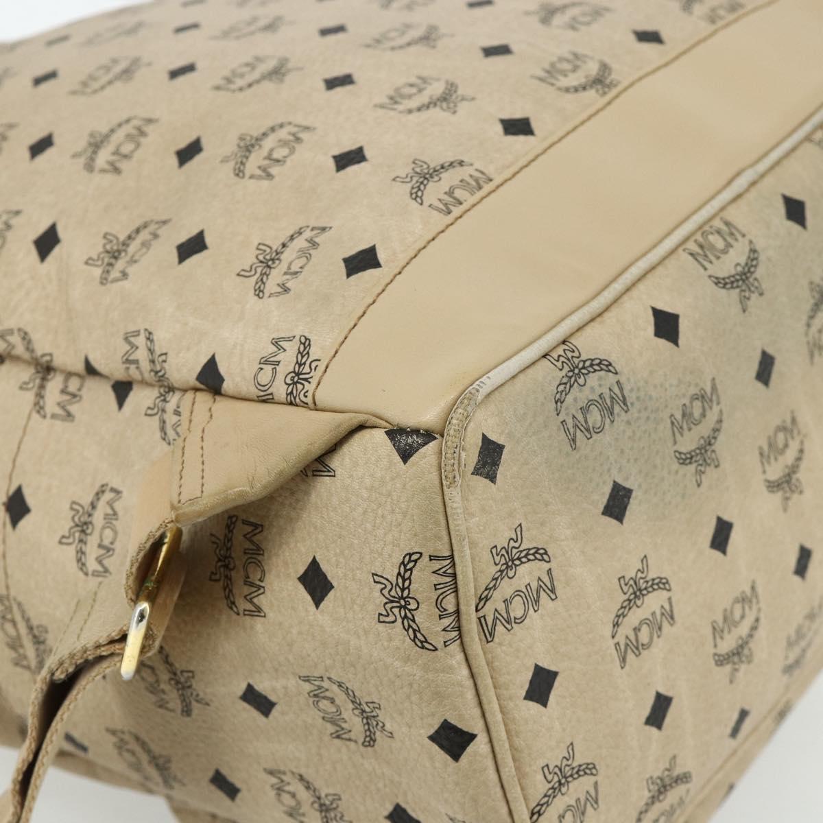 MCM Vicetos Logogram Backpack PVC Beige Gold Auth ka4282