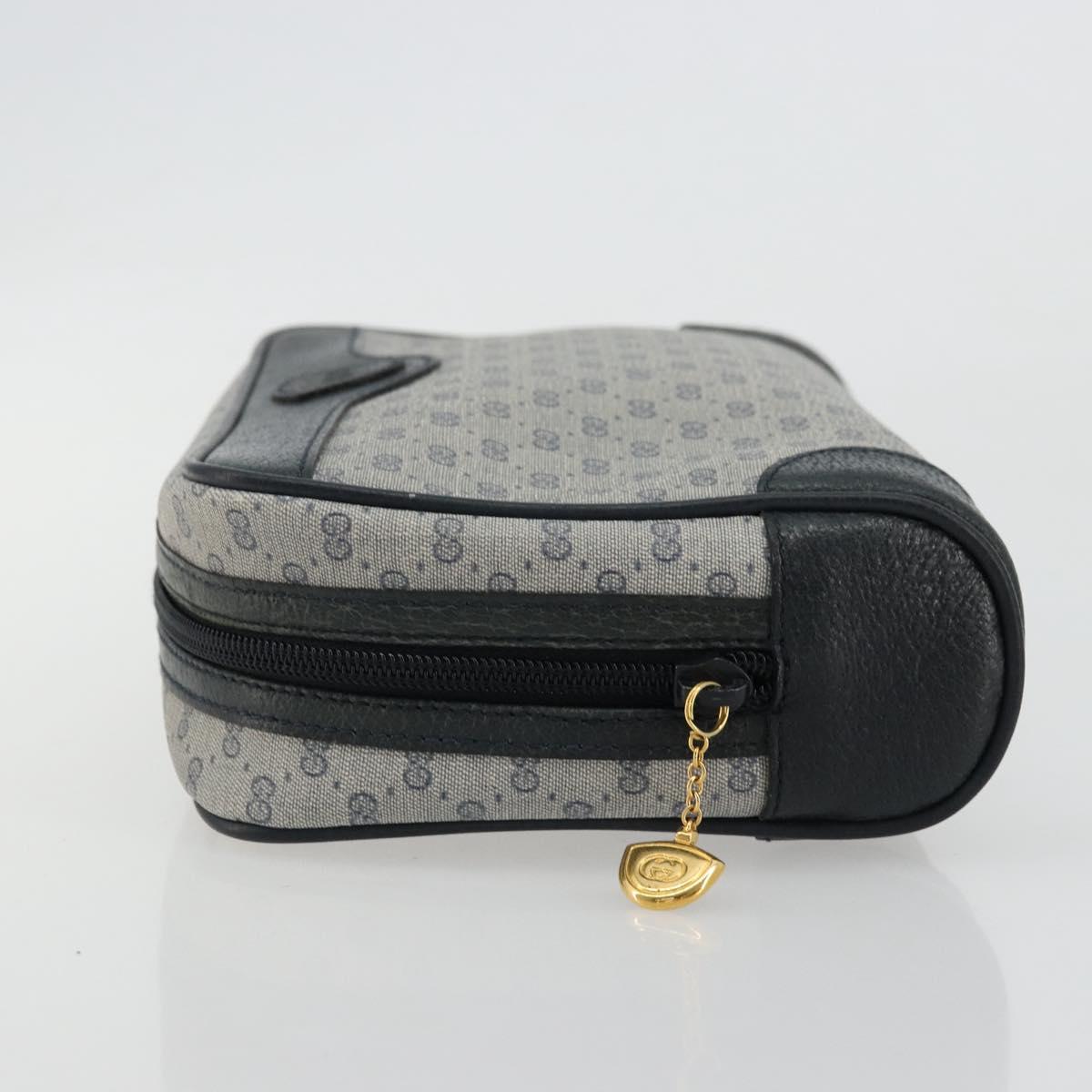 GUCCI Micro GG Supreme Clutch Bag PVC Navy Gold 014 89 0094 Auth ka4286