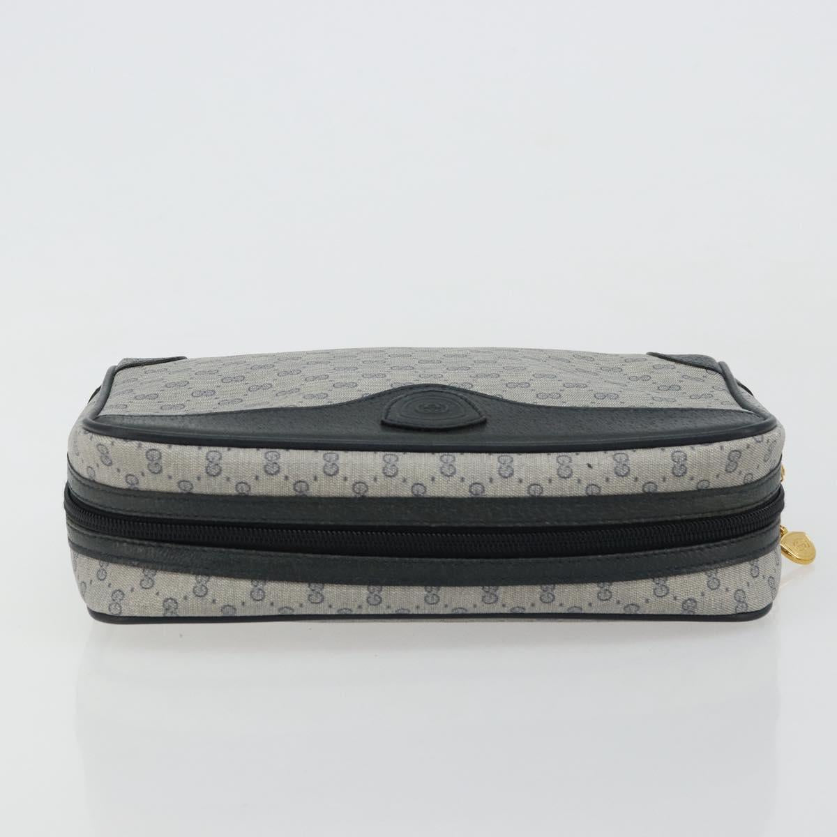 GUCCI Micro GG Supreme Clutch Bag PVC Navy Gold 014 89 0094 Auth ka4286