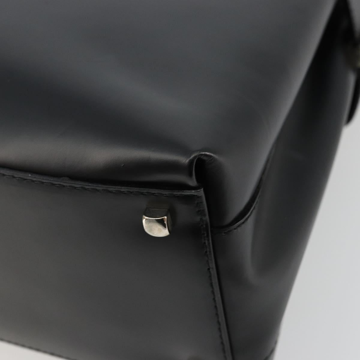 Salvatore Ferragamo Gancini Hand Bag Leather 2way Black Silver Auth ka4288