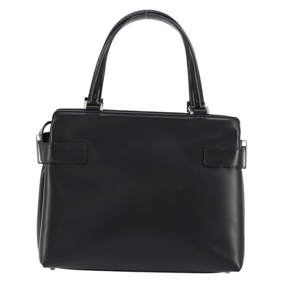 Salvatore Ferragamo Gancini Hand Bag Leather 2way Black Silver Auth ka4288