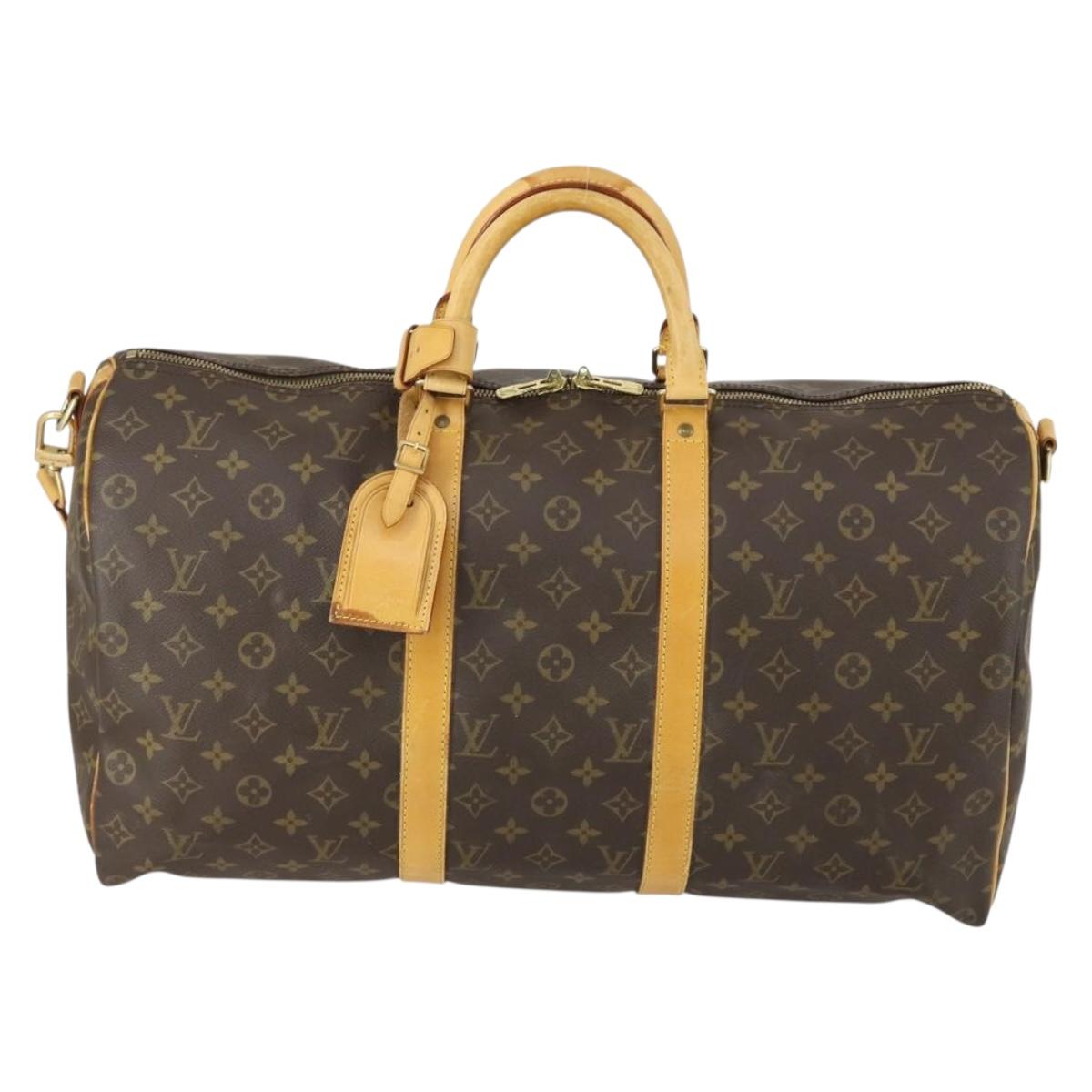 LOUIS VUITTON Monogram Keepall Bandouliere 50 Boston Bag M41416 LV Auth ka429
