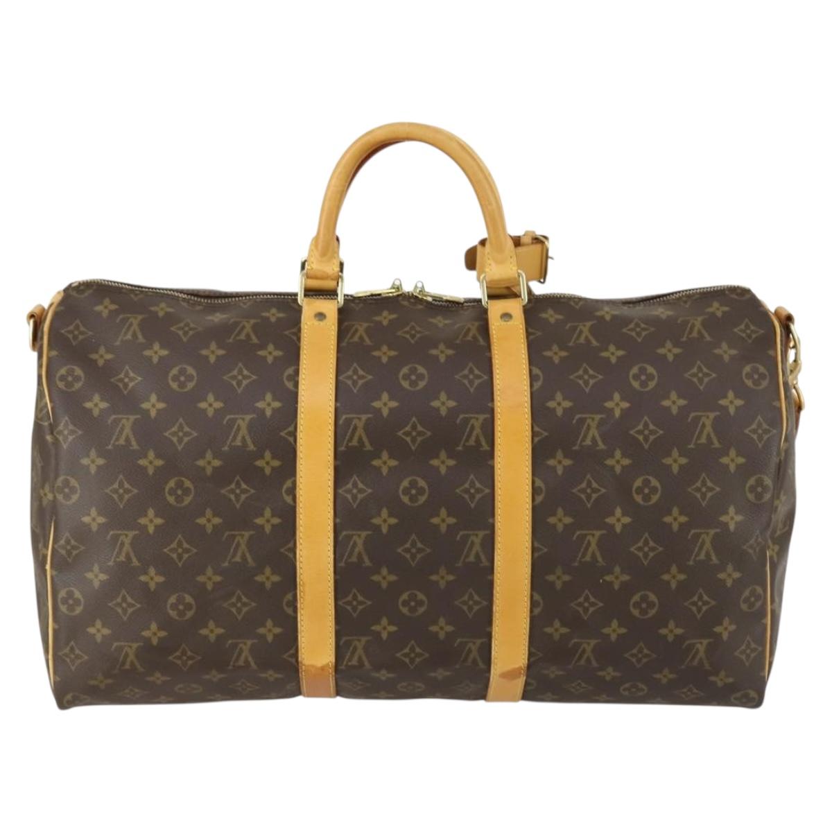 LOUIS VUITTON Monogram Keepall Bandouliere 50 Boston Bag M41416 LV Auth ka429