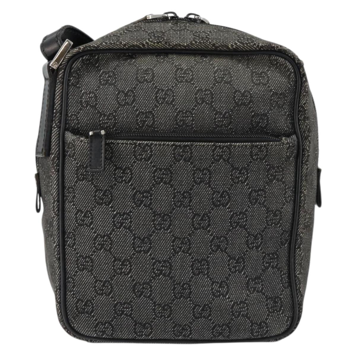 GUCCI GG Canvas Shoulder Bag Black Silver 03136 Auth ka4292