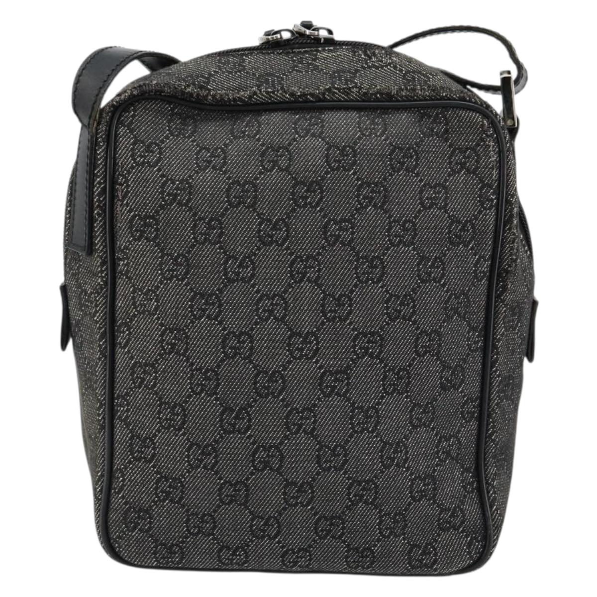 GUCCI GG Canvas Shoulder Bag Black Silver 03136 Auth ka4292