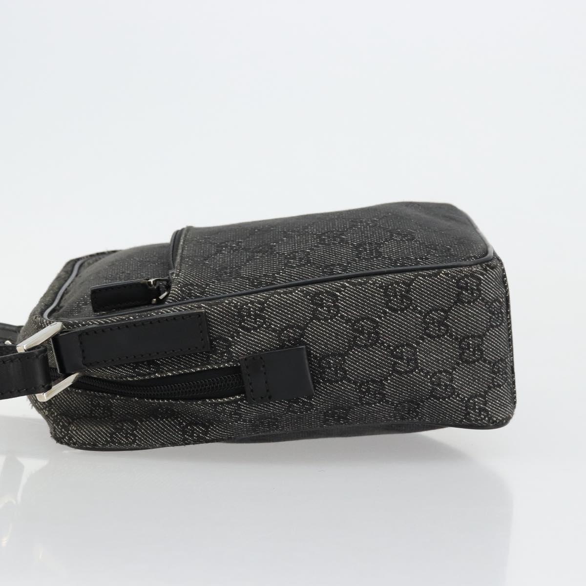 GUCCI GG Canvas Shoulder Bag Black Silver 03136 Auth ka4292