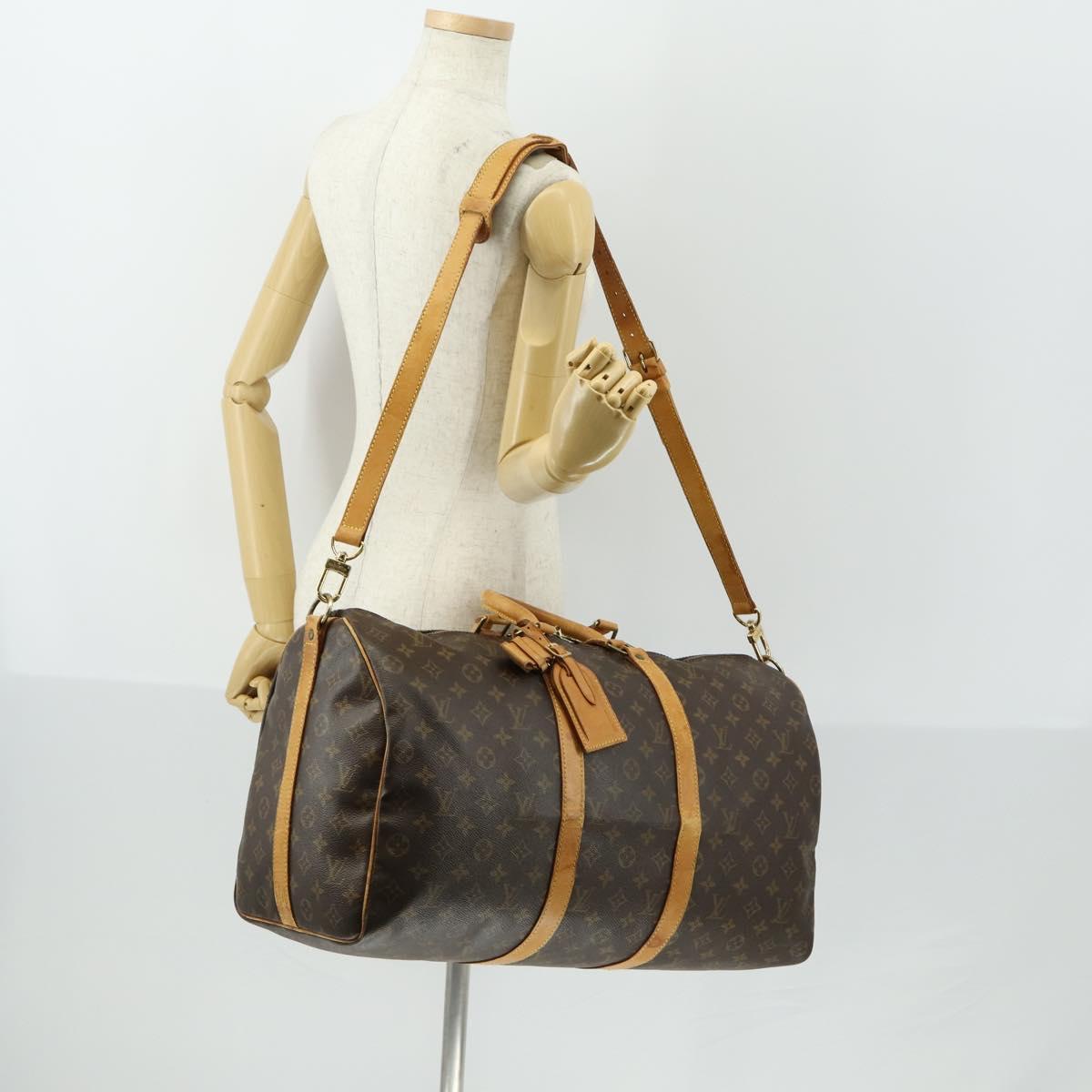 LOUIS VUITTON Monogram Keepall Bandouliere 50 Boston Bag M41416 LV Auth ka430