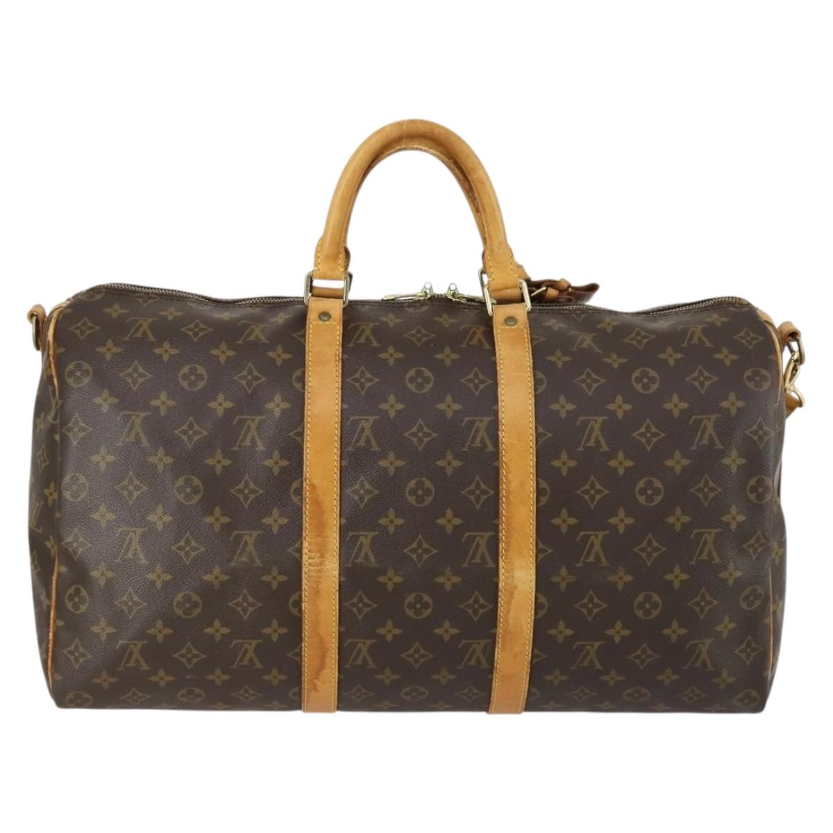 LOUIS VUITTON Monogram Keepall Bandouliere 50 Boston Bag M41416 LV Auth ka430