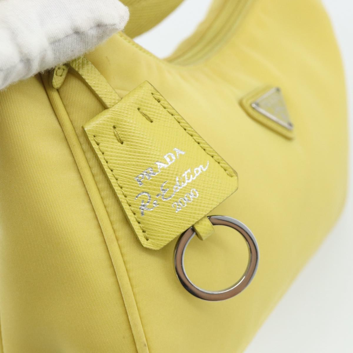 PRADA Hand Bag Nylon Yellow Yellow Auth ka4300A