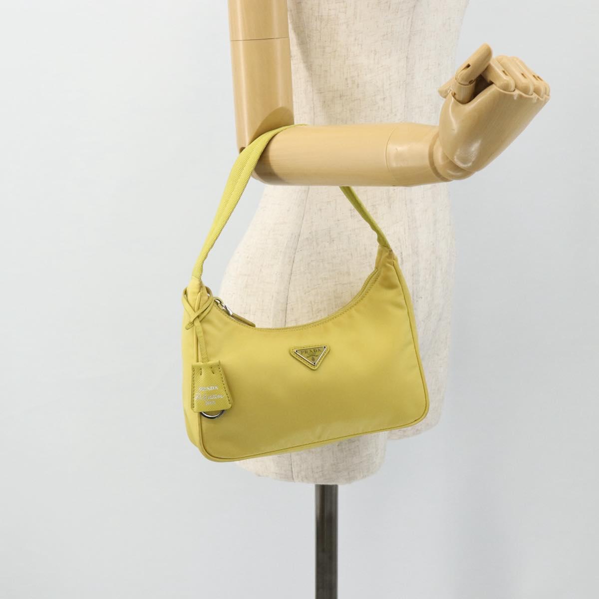 PRADA Hand Bag Nylon Yellow Yellow Auth ka4300A