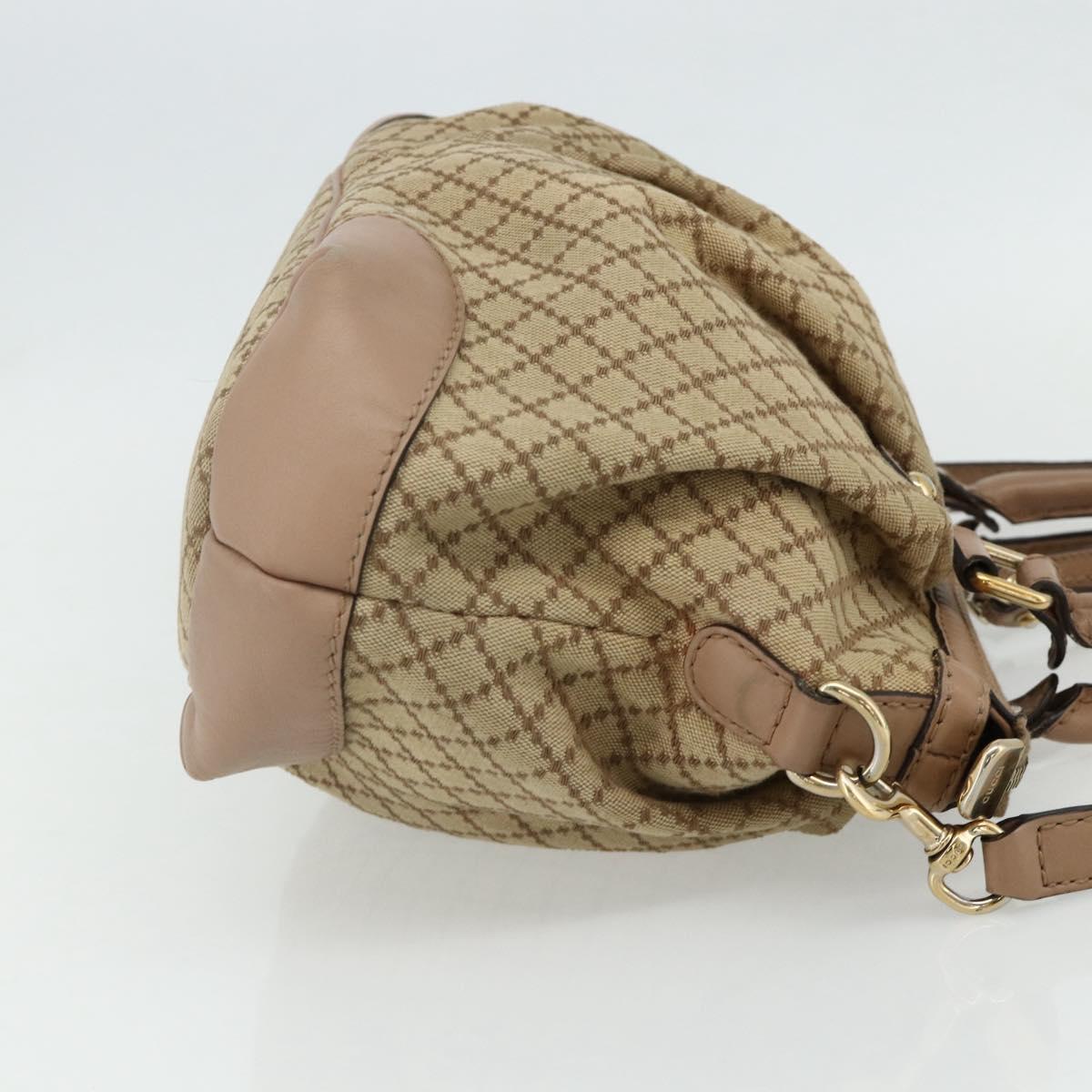 GUCCI Diamante Hand Bag Canvas 2way Beige Gold 247902 Auth ka4301