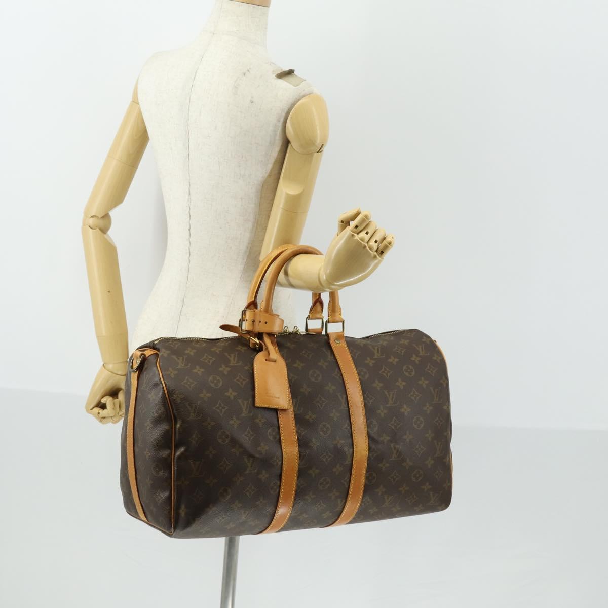 LOUIS VUITTON Monogram Keepall Bandouliere 45 Boston Bag M41418 LV Auth ka431