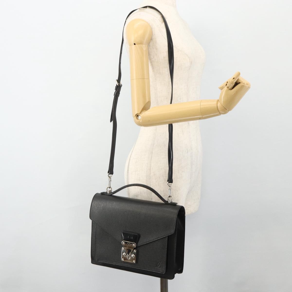 LOUIS VUITTON Taiga Monceau 28 Hand Bag SPO 2way Ardoise M32002 LV Auth ka4313