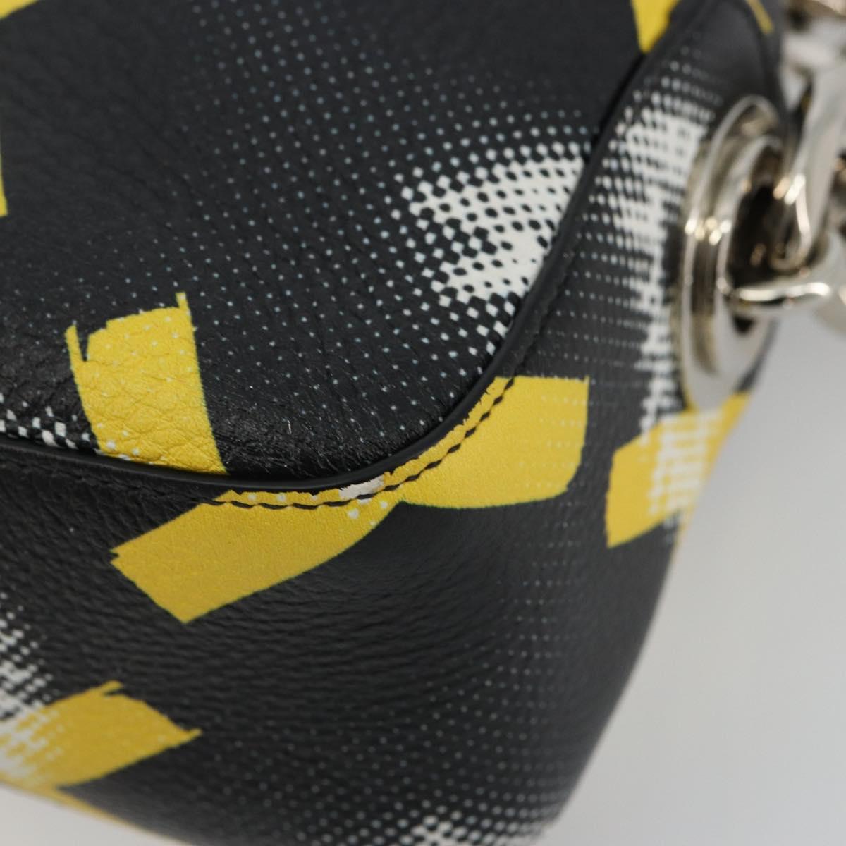PRADA Chain Shoulder Bag Leather Black Yellow Auth ka4328M