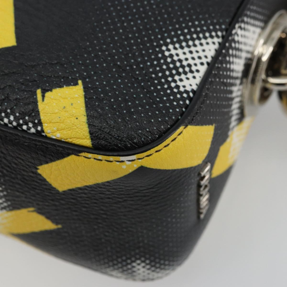 PRADA Chain Shoulder Bag Leather Black Yellow Auth ka4328M