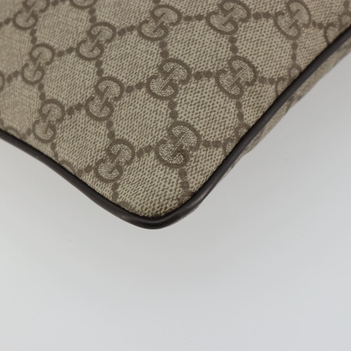 GUCCI GG Supreme Shoulder Bag PVC Beige Silver 141626 Auth ka4329