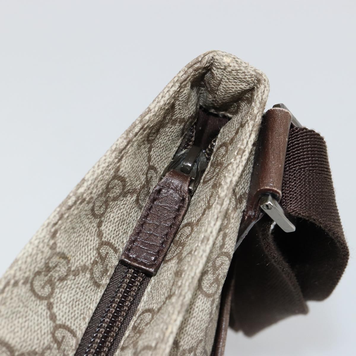 GUCCI GG Supreme Shoulder Bag PVC Beige Silver 141626 Auth ka4329