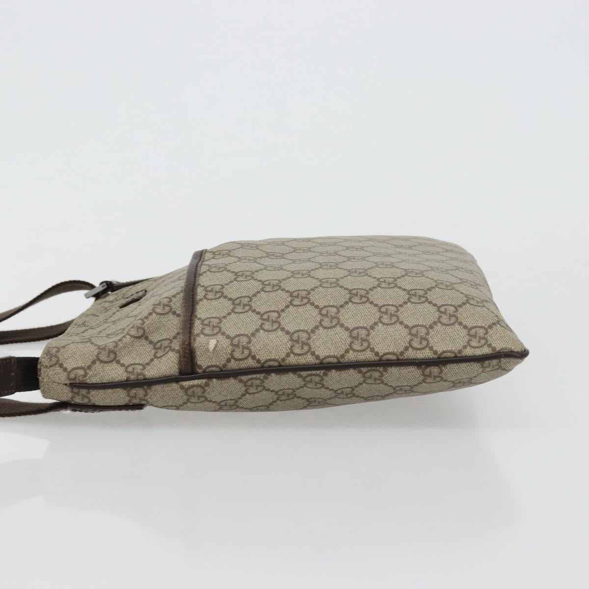 GUCCI GG Supreme Shoulder Bag PVC Beige Silver 141626 Auth ka4329
