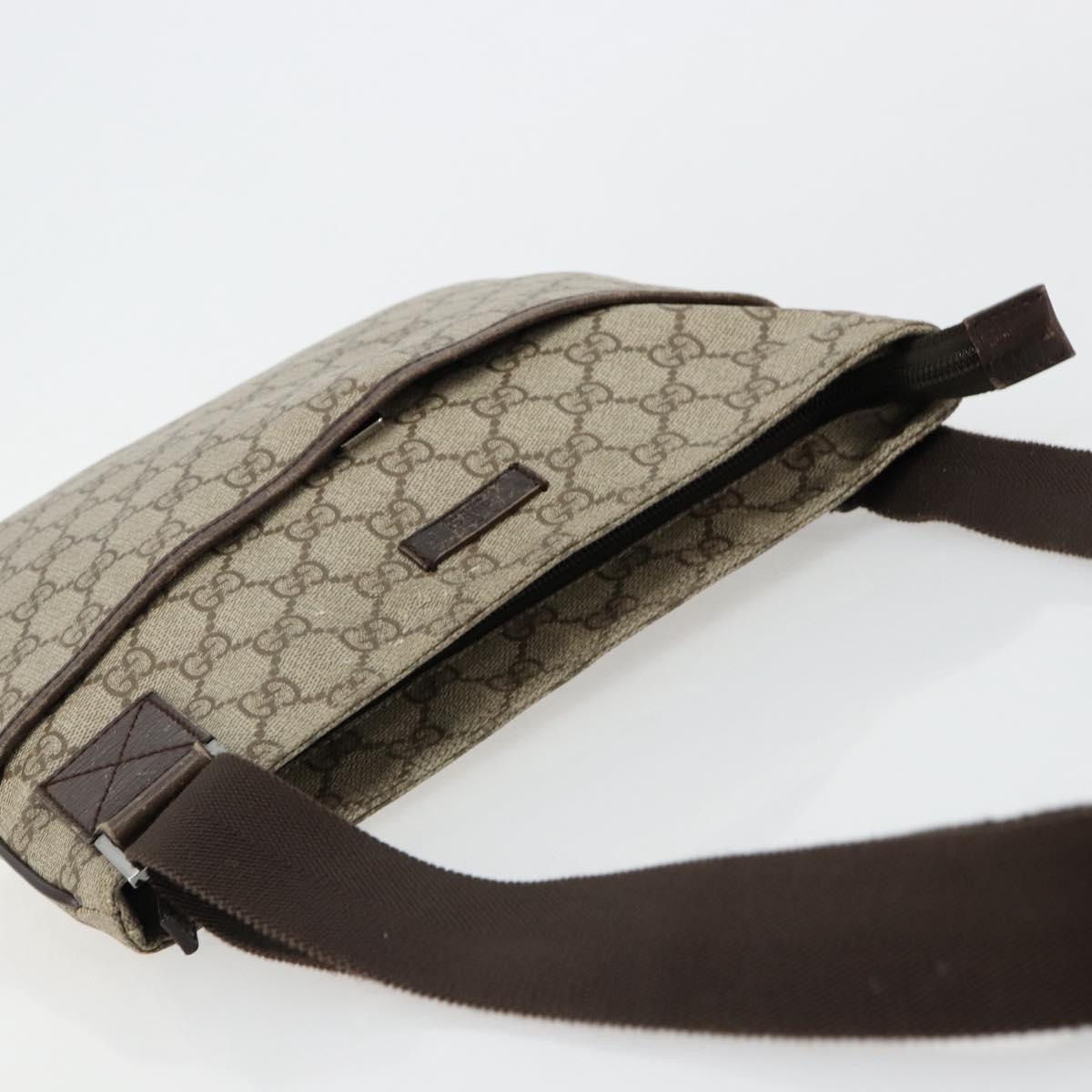 GUCCI GG Supreme Shoulder Bag PVC Beige Silver 141626 Auth ka4329