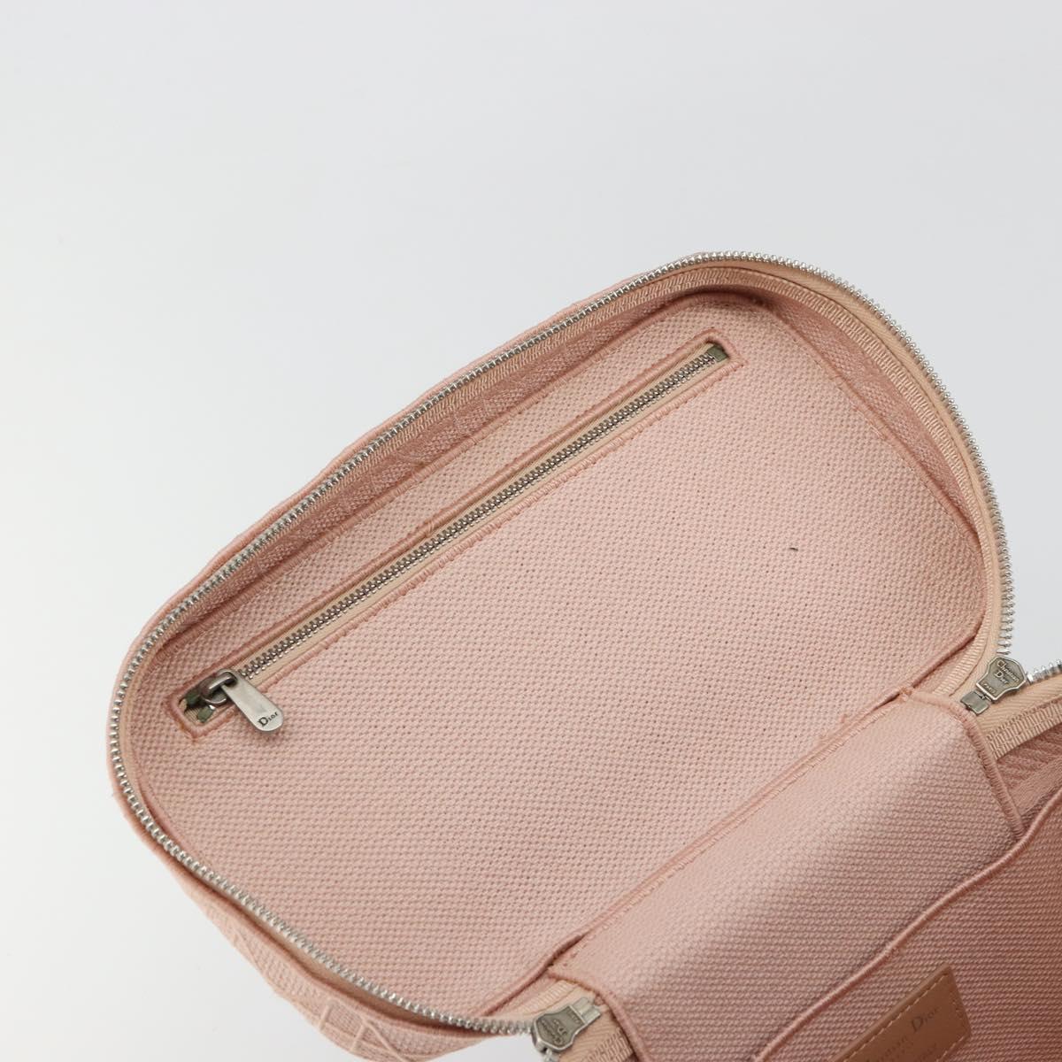 Christian Dior Vanity Hand Bag Canvas Pink Silver Auth ka4333A