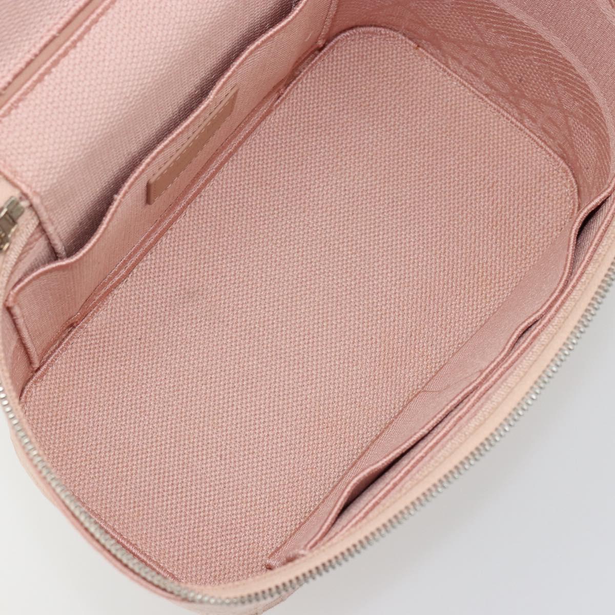 Christian Dior Vanity Hand Bag Canvas Pink Silver Auth ka4333A