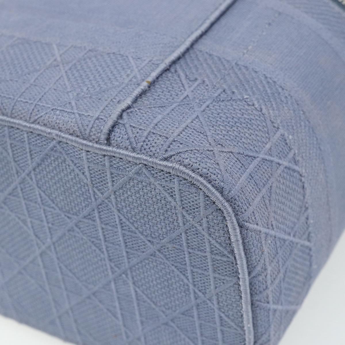 Christian Dior Vanity Hand Bag Canvas Blue Silver Auth ka4334A