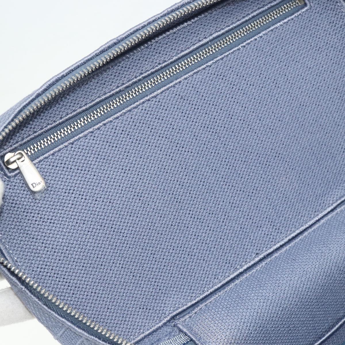 Christian Dior Vanity Hand Bag Canvas Blue Silver Auth ka4334A