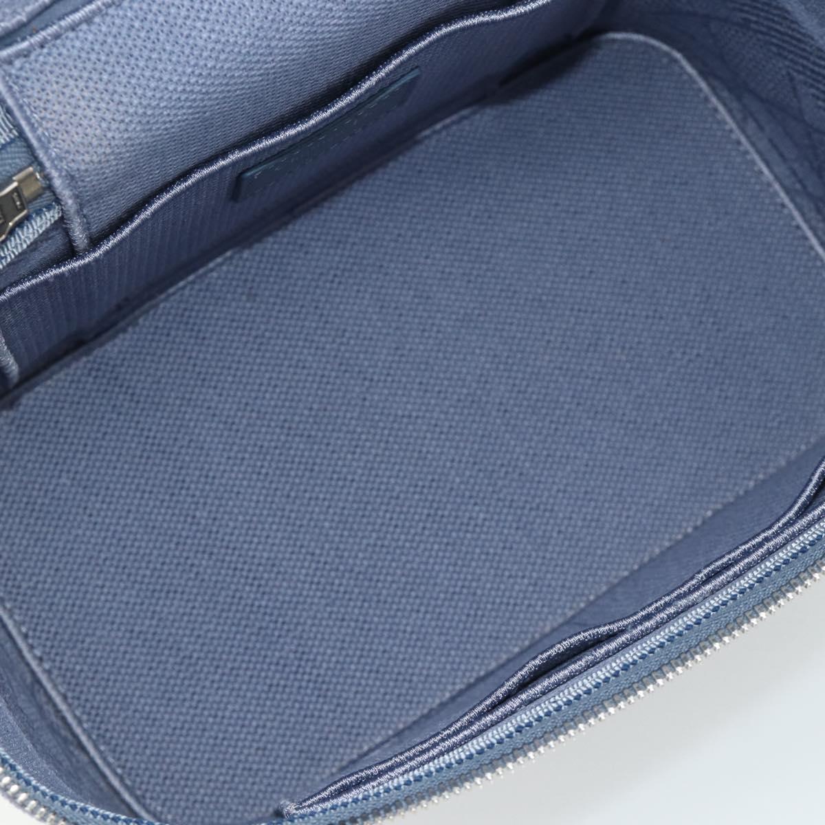 Christian Dior Vanity Hand Bag Canvas Blue Silver Auth ka4334A