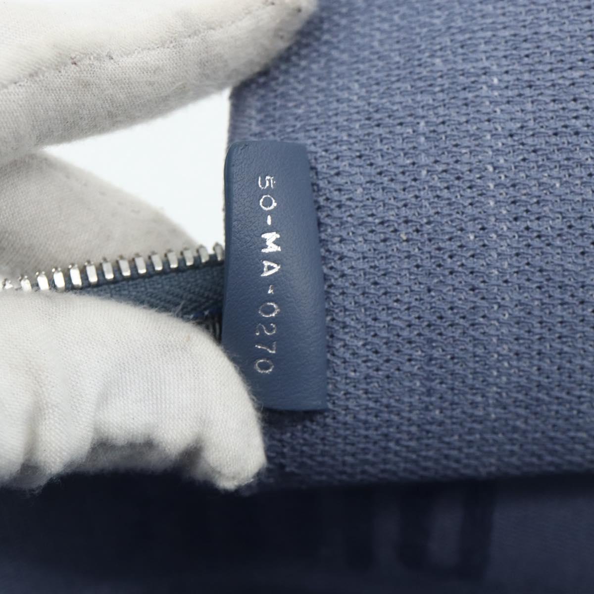 Christian Dior Vanity Hand Bag Canvas Blue Silver Auth ka4334A