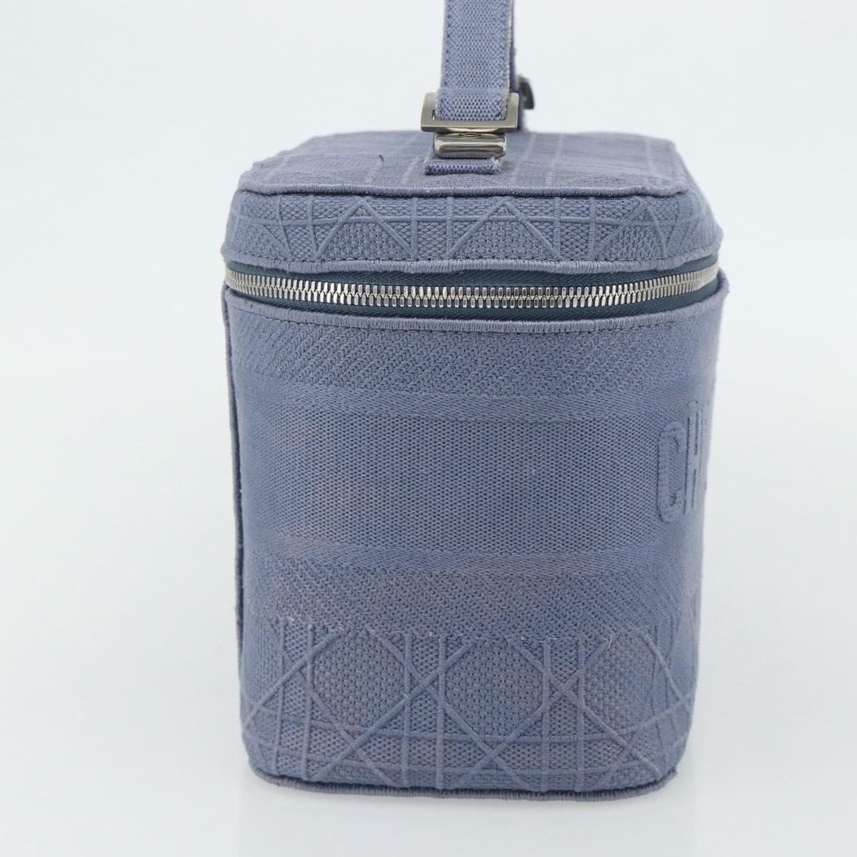 Christian Dior Vanity Hand Bag Canvas Blue Silver Auth ka4334A