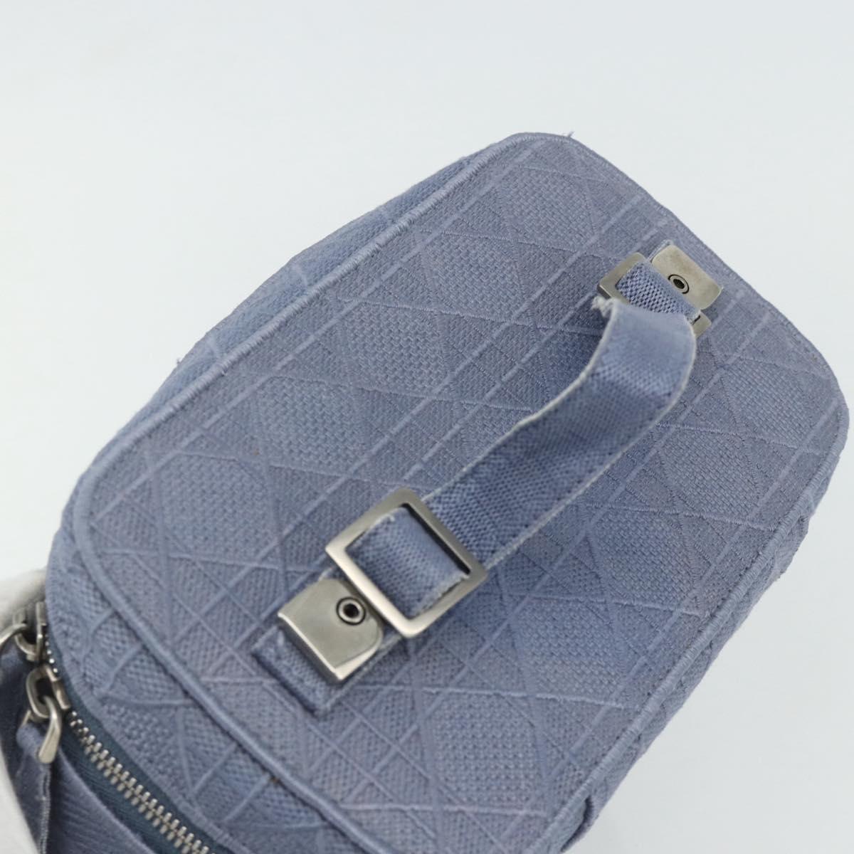 Christian Dior Vanity Hand Bag Canvas Blue Silver Auth ka4334A