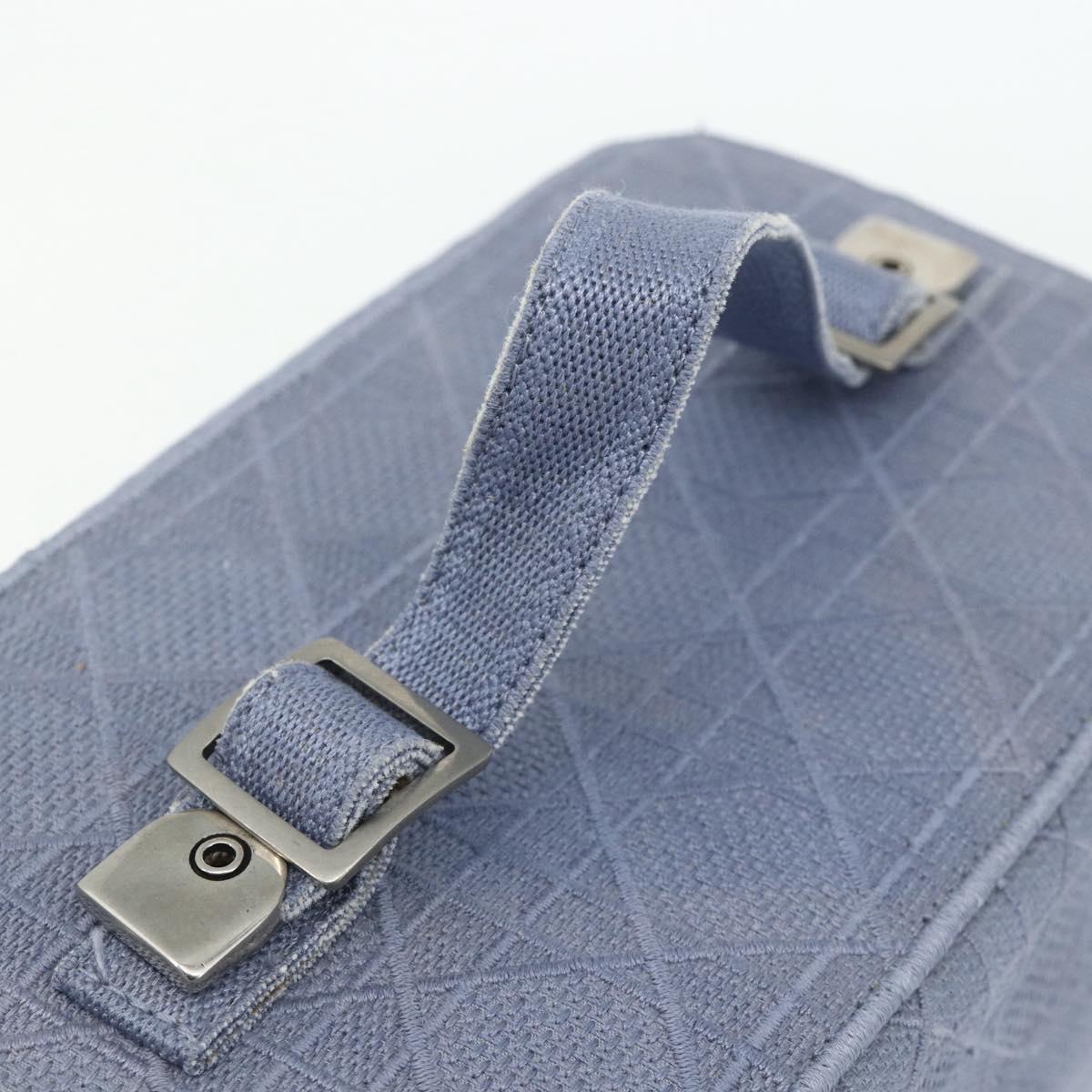 Christian Dior Vanity Hand Bag Canvas Blue Silver Auth ka4334A
